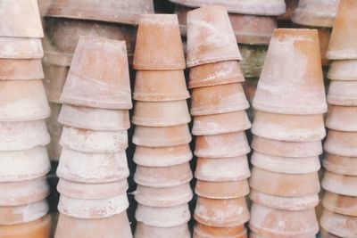 Full frame shot of stack of firewood