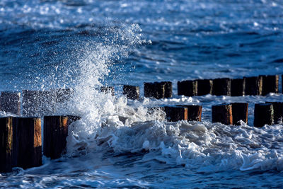 Close-up of water splashing in sea