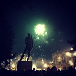 Firework display at night