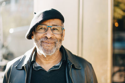 Portrait of smiling senior man with eyeglasses