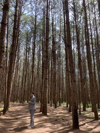 Full length of man standing i forest