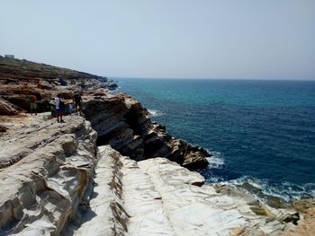 Scenic view of sea against clear sky