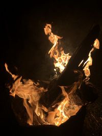 Close-up of fire in the dark
