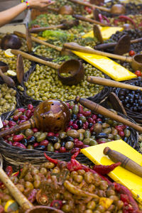 High angle view of fruits for sale in market