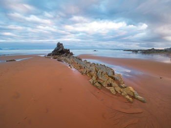 Scenic view of beach against sky