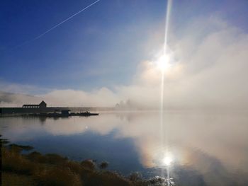 Scenic view of vapor trails in sky