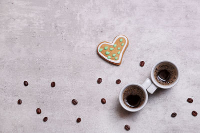 High angle view of coffee on table