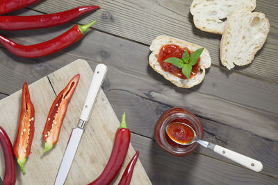 Close-up of food on cutting board