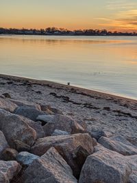 Scenic view of sea against sky during sunset