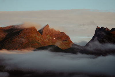 Panoramic view of rocks and mountains against sky