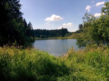 Scenic view of lake against sky