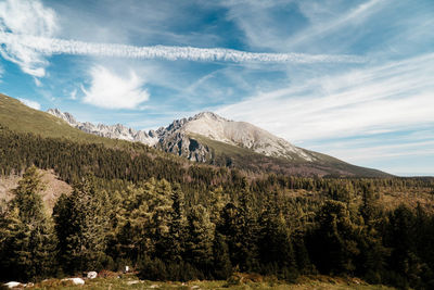 Panoramic view of mountain range against sky