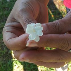 Close-up of woman holding flower