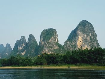 Scenic view of mountains against clear sky