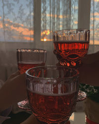 Close-up of beer glass on table