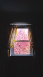 Low angle view of pink curtain