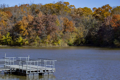 Scenic view of lake by trees during autumn