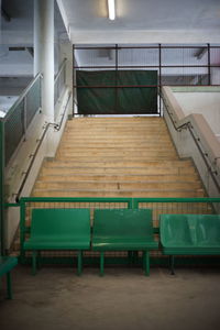 High angle view of empty bench