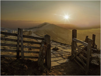 Scenic view of landscape against sky during sunset