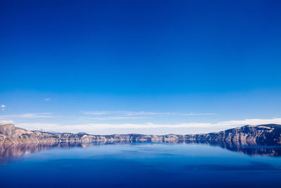 Scenic view of lake against blue sky