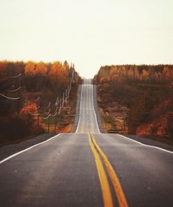 Road amidst trees against clear sky