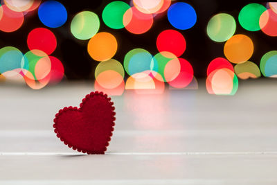 Close-up of heart shape on table