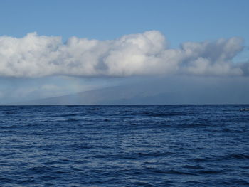 Scenic view of sea against cloudy sky