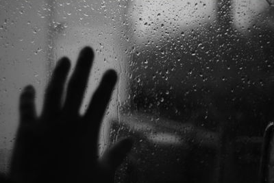 Close-up of water drops on glass