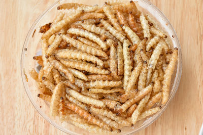  pupae in bamboo fried crispy insect protein food