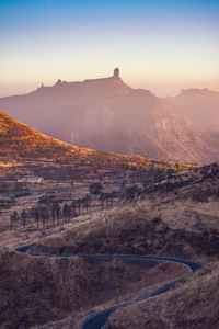 Scenic view of landscape against sky during sunset