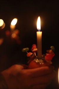 Close-up of tea light candles