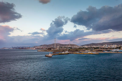 Scenic view of sea against cloudy sky