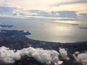 High angle view of cloudscape over sea