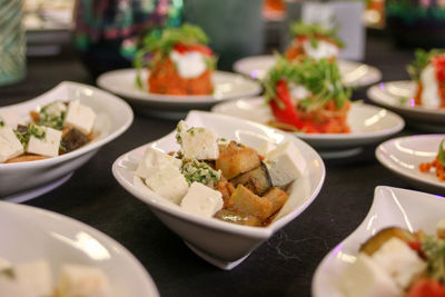 Close-up of meal served on table