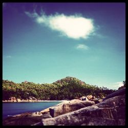 Scenic view of sea against cloudy sky