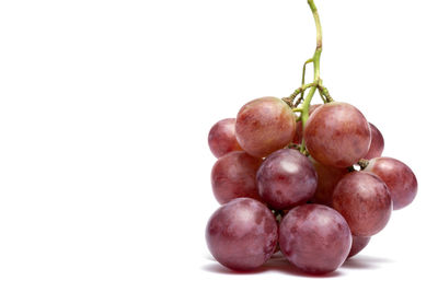 Close-up of grapes against white background