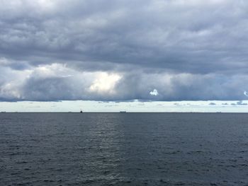 Scenic view of sea against cloudy sky