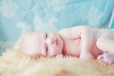 Close-up of baby lying down