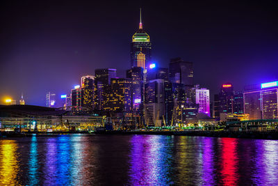 Illuminated city at night