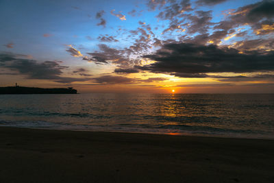 Scenic view of sea against sky during sunset