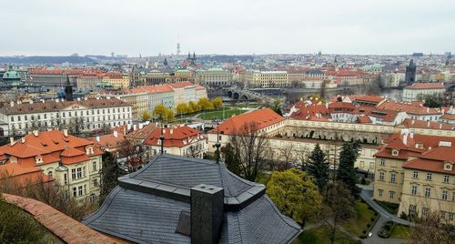 High angle view of townscape against sky