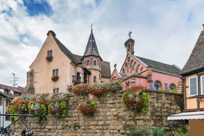 St. leo chapel on main square in eguisheim, alsace, france