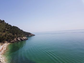 Scenic view of sea against clear sky