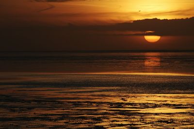 Scenic view of sea at sunset