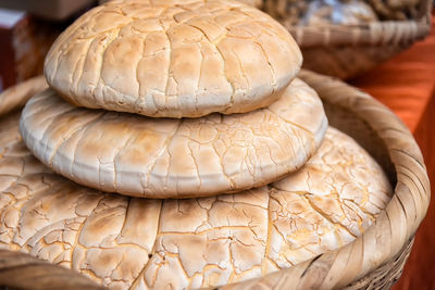 High angle view of bread on table