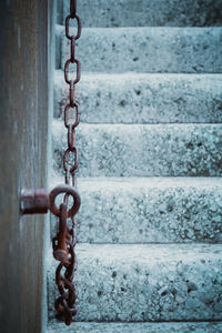 Chain hanging on steps