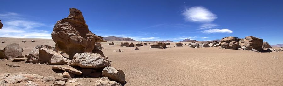 Scenic view of rock formations against clear sky