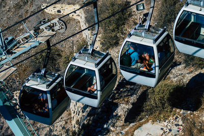 High angle view of people on boat