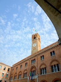 Low angle view of historical building against cloudy sky