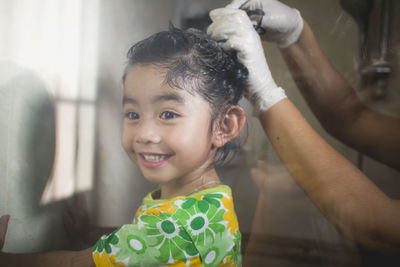 Portrait of cute girl smiling